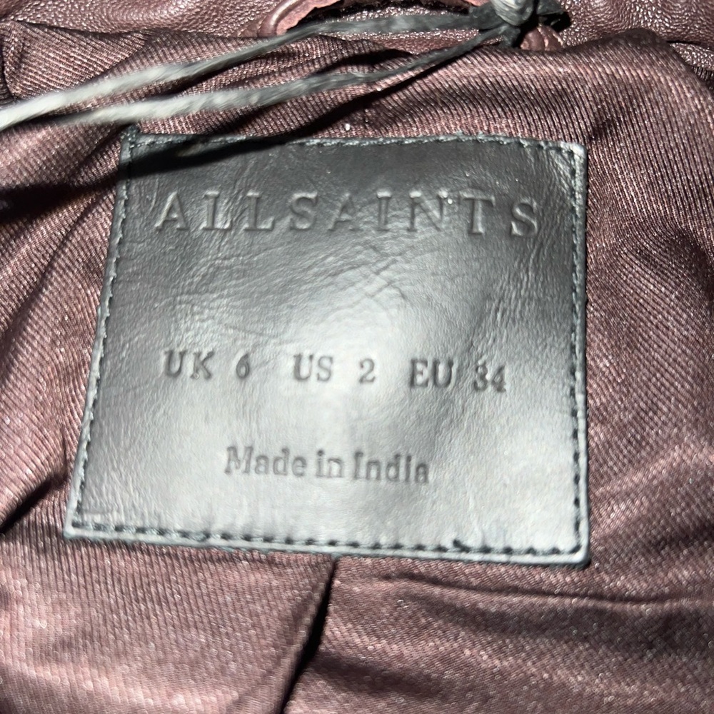 Allsaints lamb leather jacket brand new with tags! Sz 2 - Picture 3 of 5